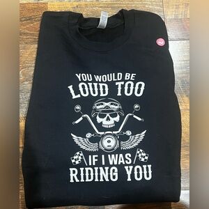 Black Graphic Tee pullover with Skull and Motorcycle Design